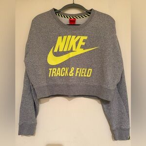 Nike Gray and Yellow Track & Field Sweatshirt